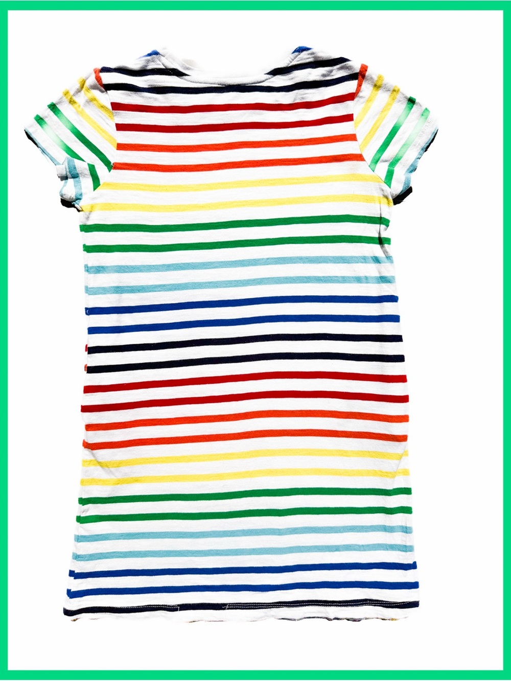 FLAWED DISCOUNT Primary Rainbow Stripe T-Shirt Dress Kid's Size 7-8 Jersey Girl - Picture 2 of 9